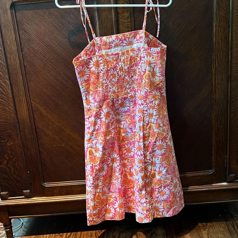 Lilly Pulitzer spaghetti strap dress sundress 8 butterfly white label floral - Picture 4 of 7